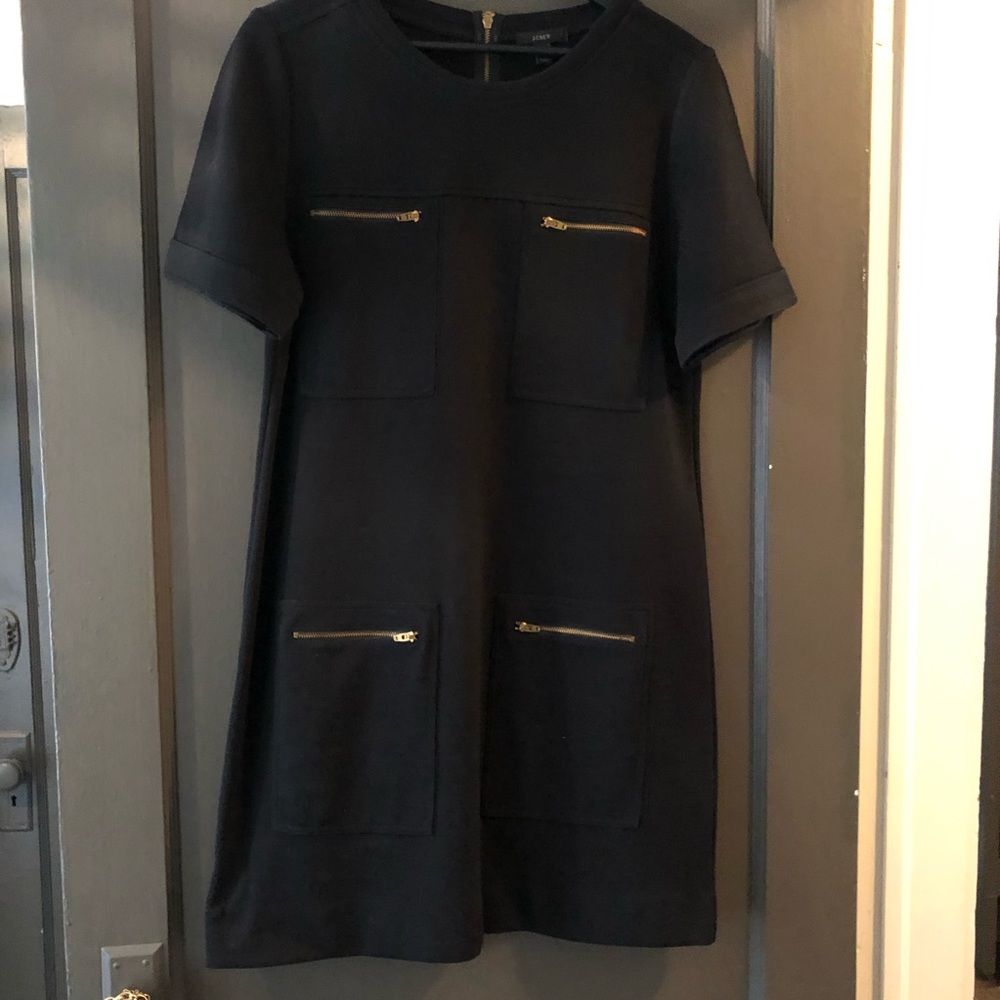 J.crew black wool dress with zipper detail